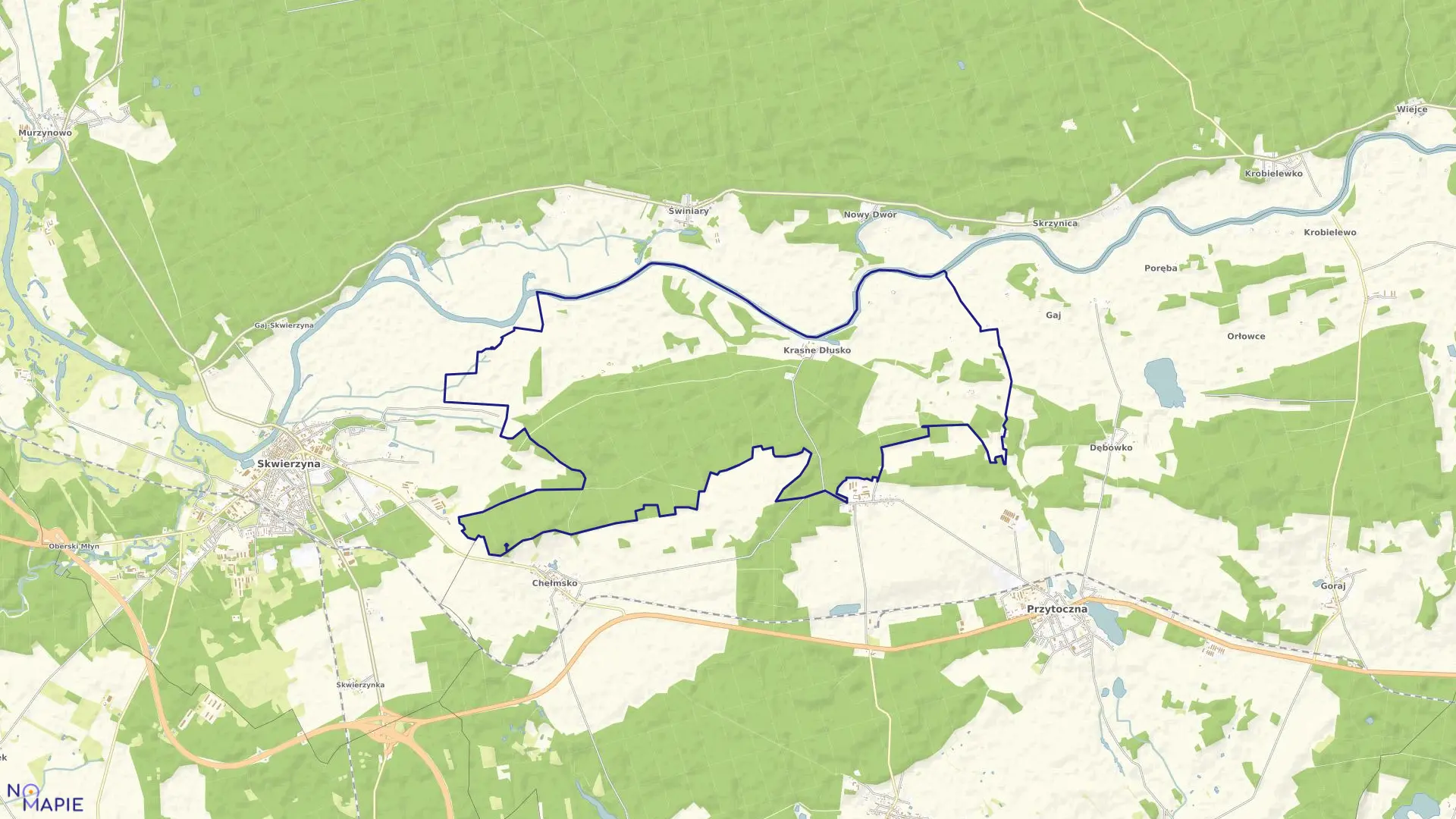 Mapa obrębu KRASNE DŁUSKO w gminie Przytoczna